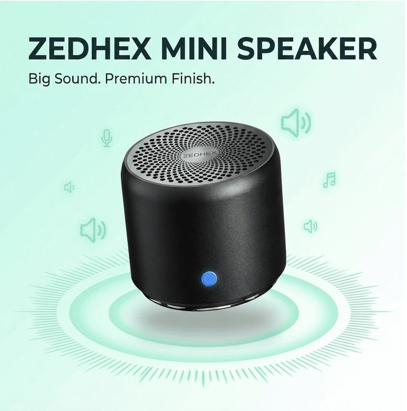 ZEDHEX MINI PORTABLE BLUETOOTH SPEAKER S100 IP 67 Midnight Black - Image 1
